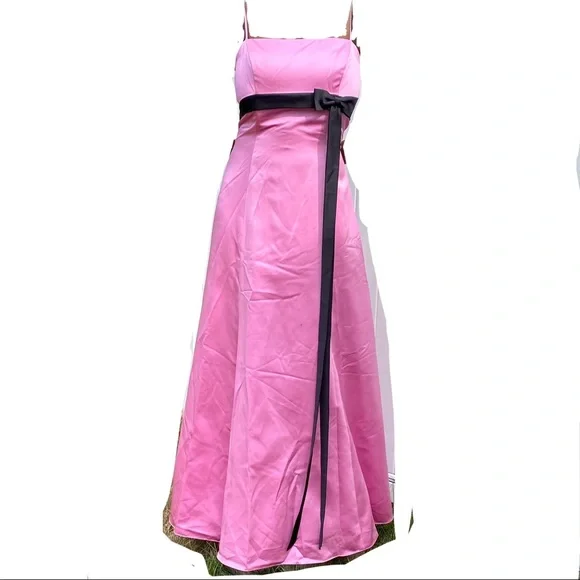 Dresses | Soft Pink Empire Waist Prom Dress W Black Bow Detail And Spaghetti Straps | Poshmark Dresses | Soft Pink Empire Waist Prom Dress W Black Bow Detail And Spaghetti Straps | Poshmark